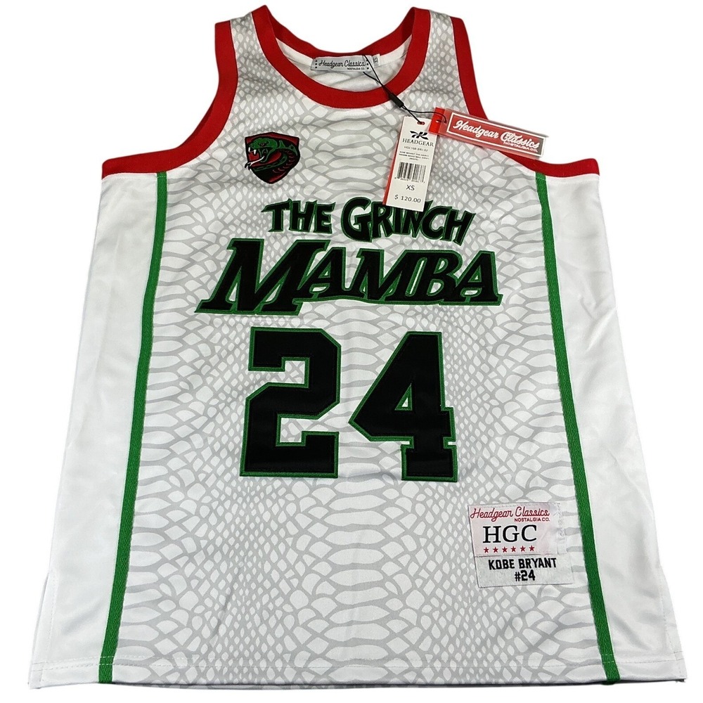 Headgear Classics Kobe Bryant The Grinch Mamba #24 Basketball Jersey XS NWT